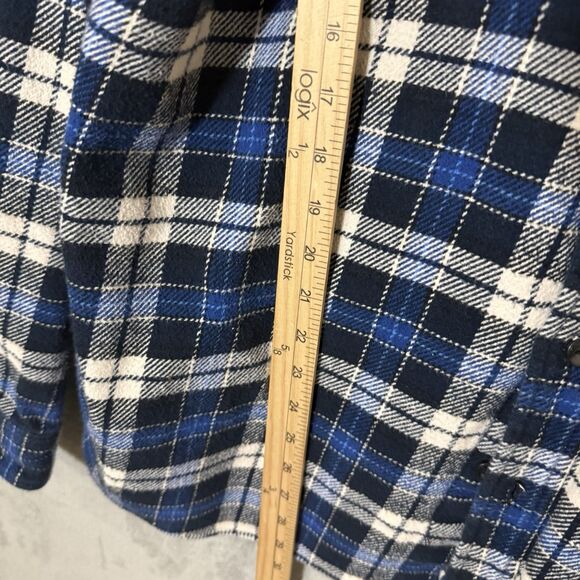 Orvis Heavy Flannel Shirt Shacket Men XL Blue Plaid Button Up Long Sleeve Pocket - Picture 5 of 10